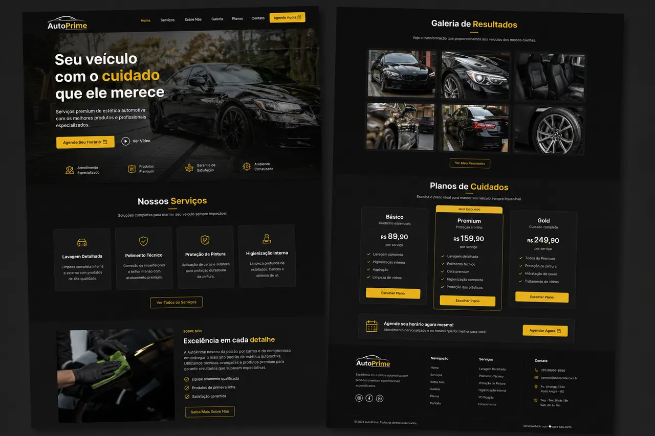 Print do site AutoPrime desenvolvido pela RTAG para Estética automotiva