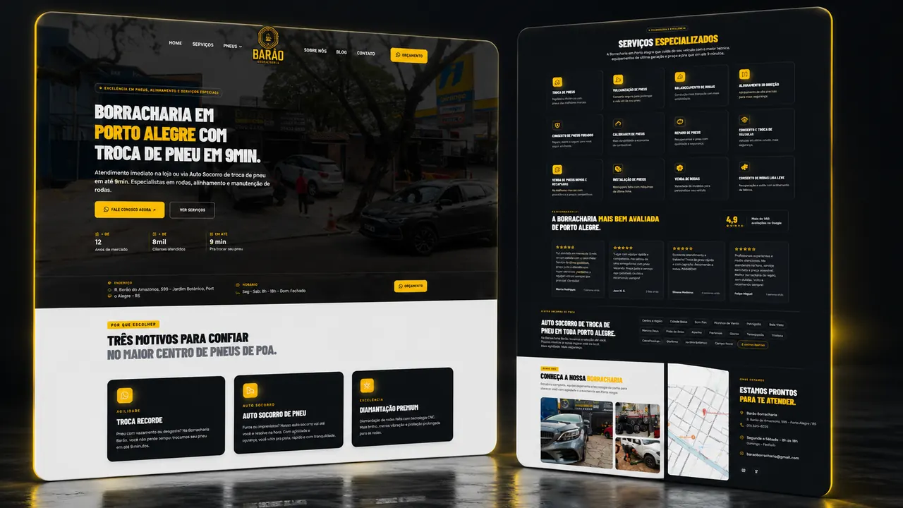 Print do site Barão Borracharia desenvolvido pela RTAG para Borracharia e pneus