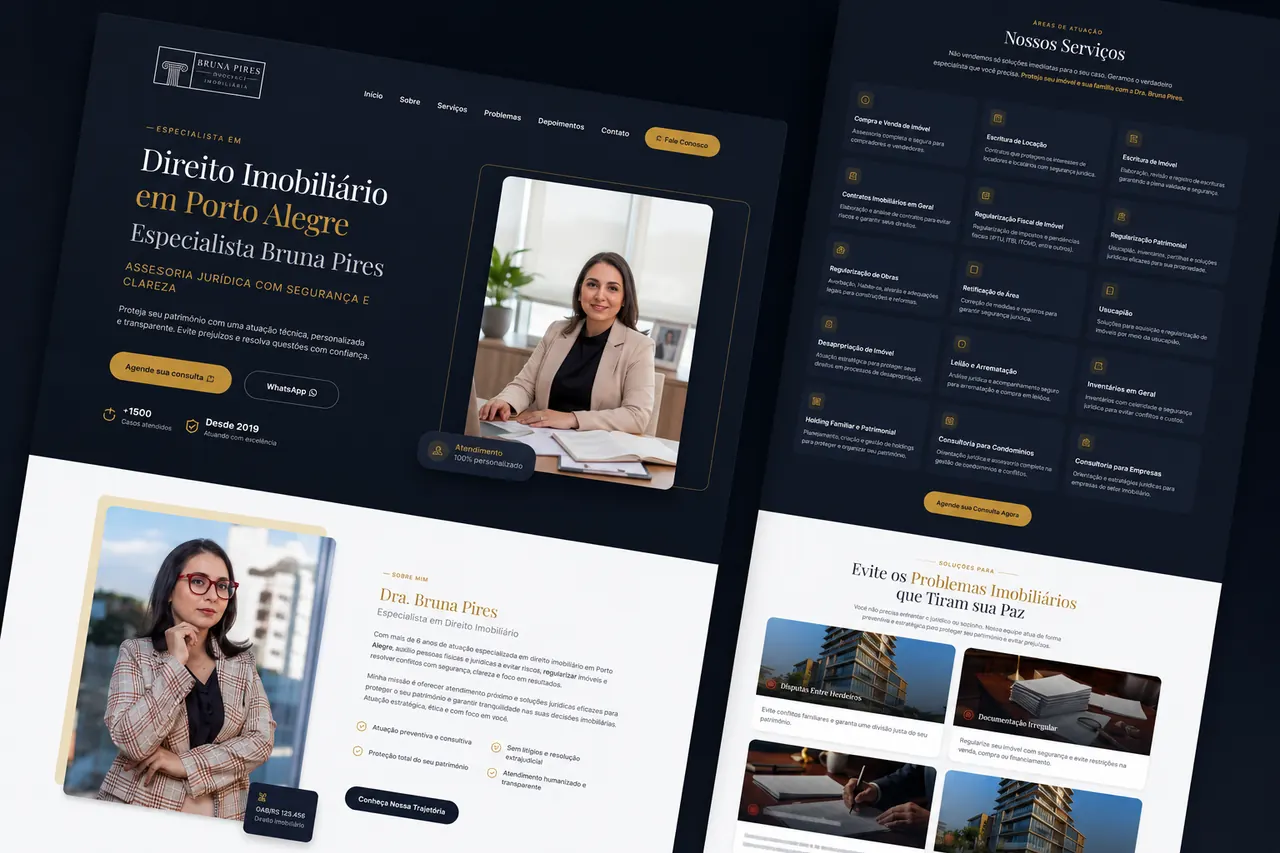 Print do site Bruna Pires desenvolvido pela RTAG para Advocacia imobiliária